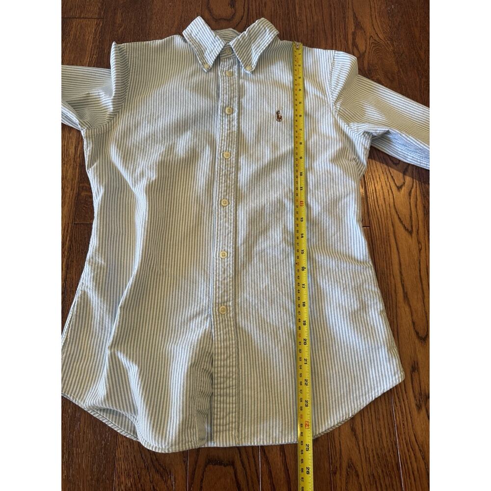 Lauren Ralph Lauren Blue and White Striped Button-Up Blouse - Picture 9 of 16
